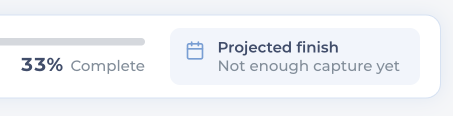 Crop: 33% Complete and Projected finish, Not enough capture yet